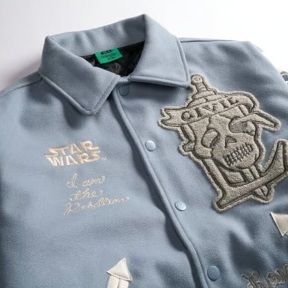 Civil Regime Star Wars Rebellion Collared Letterman Jacket in Gray Natural - M - Picture 5 of 7